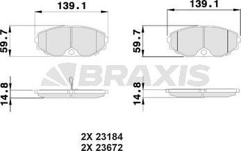 Braxis AB0509 - Тормозные колодки, дисковые, комплект www.autospares.lv