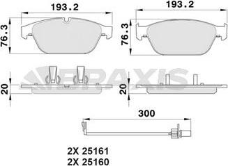 Braxis AB0502 - Bremžu uzliku kompl., Disku bremzes www.autospares.lv