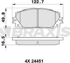 Braxis AB0537 - Тормозные колодки, дисковые, комплект www.autospares.lv