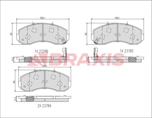 Braxis AB0630 - Bremžu uzliku kompl., Disku bremzes www.autospares.lv