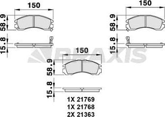 Braxis AB0090 - Bremžu uzliku kompl., Disku bremzes www.autospares.lv