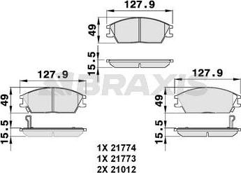 Braxis AB0044 - Bremžu uzliku kompl., Disku bremzes www.autospares.lv