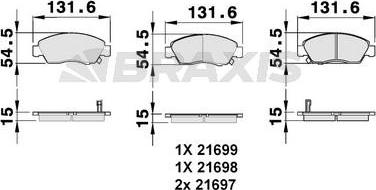 Braxis AB0040 - Bremžu uzliku kompl., Disku bremzes www.autospares.lv