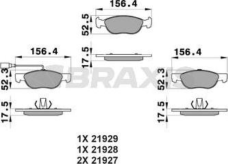 Braxis AB0041 - Bremžu uzliku kompl., Disku bremzes www.autospares.lv