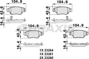 Braxis AB0043 - Bremžu uzliku kompl., Disku bremzes autospares.lv