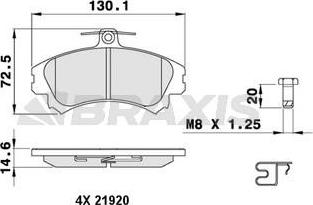 Braxis AB0054 - Bremžu uzliku kompl., Disku bremzes autospares.lv