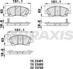 Braxis AB0055 - Bremžu uzliku kompl., Disku bremzes autospares.lv