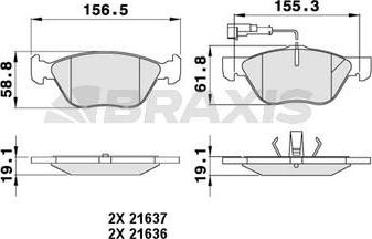 Braxis AB0050 - Тормозные колодки, дисковые, комплект www.autospares.lv