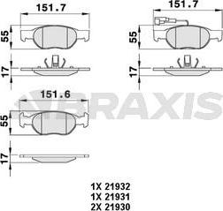 Braxis AB0063 - Bremžu uzliku kompl., Disku bremzes autospares.lv