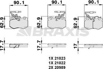 Braxis AB0062 - Тормозные колодки, дисковые, комплект www.autospares.lv