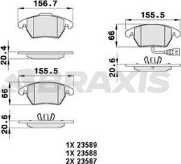 Braxis AB0004 - Bremžu uzliku kompl., Disku bremzes www.autospares.lv