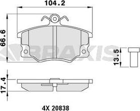 Braxis AB0019 - Тормозные колодки, дисковые, комплект www.autospares.lv