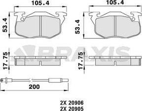 Braxis AB0011 - Bremžu uzliku kompl., Disku bremzes www.autospares.lv