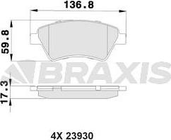 Braxis AB0018 - Bremžu uzliku kompl., Disku bremzes autospares.lv