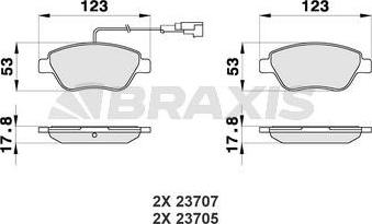 Braxis AB0012 - Brake Pad Set, disc brake www.autospares.lv