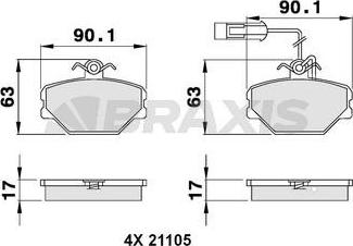 Braxis AB0088 - Тормозные колодки, дисковые, комплект www.autospares.lv