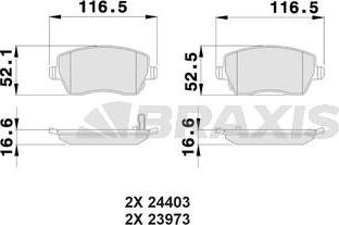 Braxis AB0034 - Bremžu uzliku kompl., Disku bremzes autospares.lv