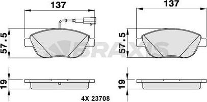 Braxis AB0037 - Bremžu uzliku kompl., Disku bremzes autospares.lv