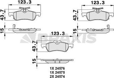 Braxis AB0079 - Bremžu uzliku kompl., Disku bremzes www.autospares.lv