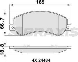 Braxis AB0070 - Bremžu uzliku kompl., Disku bremzes www.autospares.lv