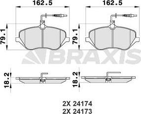 Braxis AB0194 - Bremžu uzliku kompl., Disku bremzes autospares.lv