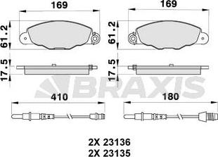 Braxis AB0197 - Тормозные колодки, дисковые, комплект www.autospares.lv