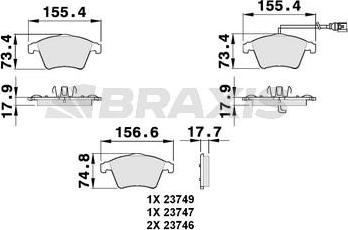 Braxis AB0148 - Bremžu uzliku kompl., Disku bremzes www.autospares.lv