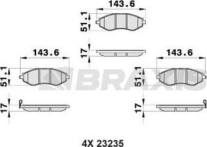 Braxis AB0158 - Тормозные колодки, дисковые, комплект www.autospares.lv