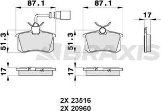 Braxis AB0168 - Bremžu uzliku kompl., Disku bremzes autospares.lv