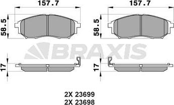 Braxis AB0104 - Bremžu uzliku kompl., Disku bremzes www.autospares.lv