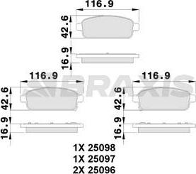 Braxis AB0100 - Bremžu uzliku kompl., Disku bremzes www.autospares.lv