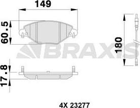 Braxis AB0114 - Тормозные колодки, дисковые, комплект www.autospares.lv