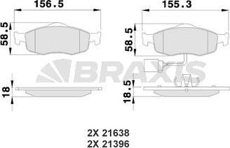 Braxis AB0116 - Bremžu uzliku kompl., Disku bremzes www.autospares.lv