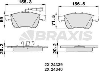 Braxis AB0189 - Тормозные колодки, дисковые, комплект www.autospares.lv