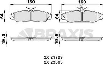 Braxis AB0181 - Bremžu uzliku kompl., Disku bremzes www.autospares.lv