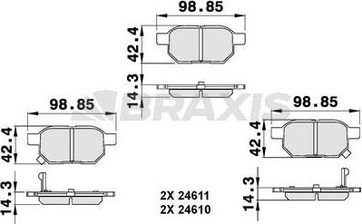 Braxis AB0138 - Тормозные колодки, дисковые, комплект www.autospares.lv