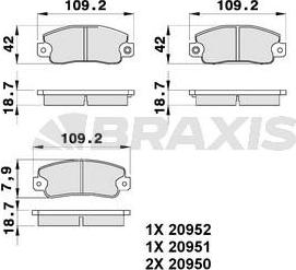 Braxis AB0174 - Bremžu uzliku kompl., Disku bremzes autospares.lv