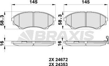 Braxis AB0178 - Brake Pad Set, disc brake www.autospares.lv