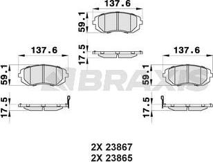 Braxis AB0173 - Bremžu uzliku kompl., Disku bremzes www.autospares.lv