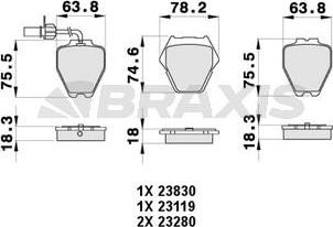 Braxis AB0398 - Bremžu uzliku kompl., Disku bremzes autospares.lv