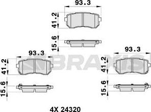 Braxis AB0349 - Brake Pad Set, disc brake www.autospares.lv