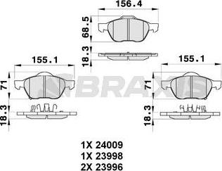 Braxis AB0340 - Bremžu uzliku kompl., Disku bremzes autospares.lv