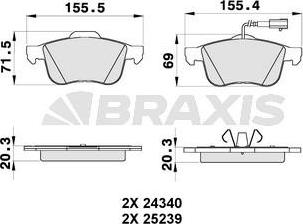 Braxis AB0348 - Bremžu uzliku kompl., Disku bremzes www.autospares.lv