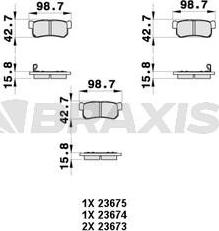 Braxis AB0359 - Тормозные колодки, дисковые, комплект www.autospares.lv