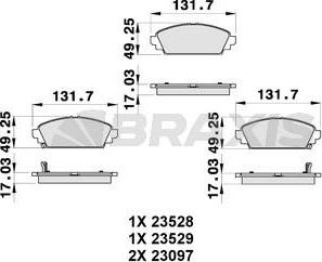 Braxis AB0350 - Bremžu uzliku kompl., Disku bremzes www.autospares.lv