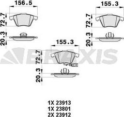 Braxis AB0365 - Тормозные колодки, дисковые, комплект www.autospares.lv