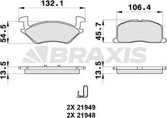 Braxis AB0301 - Тормозные колодки, дисковые, комплект www.autospares.lv