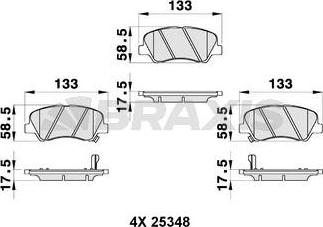 Braxis AB0308 - Тормозные колодки, дисковые, комплект www.autospares.lv