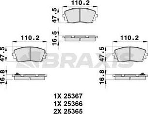 Braxis AB0307 - Тормозные колодки, дисковые, комплект www.autospares.lv