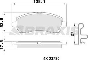 Braxis AB0386 - Bremžu uzliku kompl., Disku bremzes www.autospares.lv